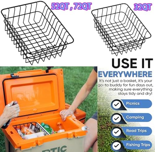 Cooler Basket for RTIC 32QT Ultra-Light Coolers, Stainless Steel Storage Dry-Goods Basket, Keep Smaller Items Dry, Compatible with Ice, Dividers, Locks and Other Accessories.
