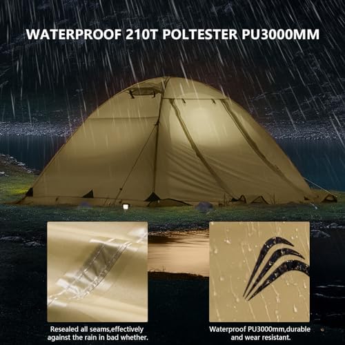 BISINNA 4 Season Tent for Backpacking Winter Tents 2 Person Lightweight Cold Weather Tents Waterproof Double Layer All Season Tent Aluminum Alloy Poles Easy Set Up for Camping, Hiking, Outdoor