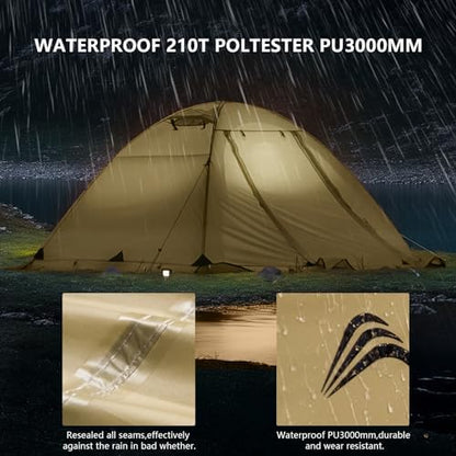 BISINNA 4 Season Tent for Backpacking Winter Tents 2 Person Lightweight Cold Weather Tents Waterproof Double Layer All Season Tent Aluminum Alloy Poles Easy Set Up for Camping, Hiking, Outdoor