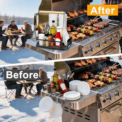 Grill Caddy BBQ for Outdoor Grill with 2 Paper Towel Holders