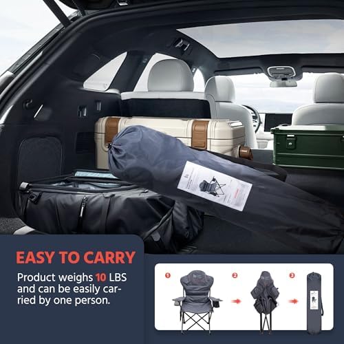 OUTSIDER Heavy Duty Folding Camping Chairs with Cooler,2pc