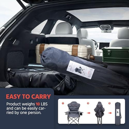 OUTSIDER Heavy Duty Folding Camping Chairs with Cooler,2pc