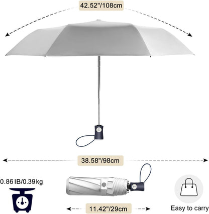 Cuby UV Sun Umbrella Compact Folding Umbrella lightweight Portable Manual Travel Umbrella for Rainproof & 99% UV Protection with Black Anti-UV Coating