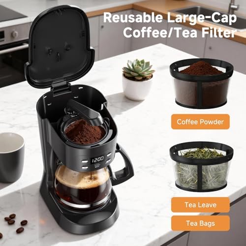 Coffee Maker, 5 Cup Programmable Drip Coffee Machine-Black