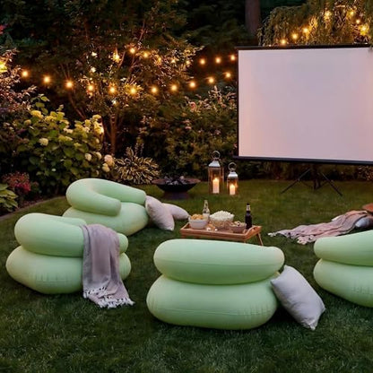 Novabright 2 Pcs Inflatable Chairs for Adults Blow Up Games Chairs Folding Portable Flocking Inflatable Sofa for Living Room Learning Camping Party (Mint Green)