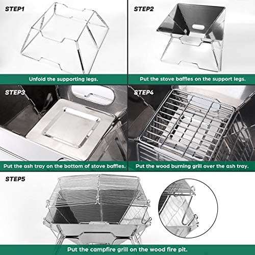 Odoland Portable Folding Charcoal Grills for Outdoor Picnic Backpacking BBQ