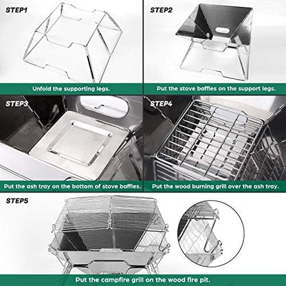 Odoland Portable Folding Charcoal Grills for Outdoor Picnic Backpacking BBQ