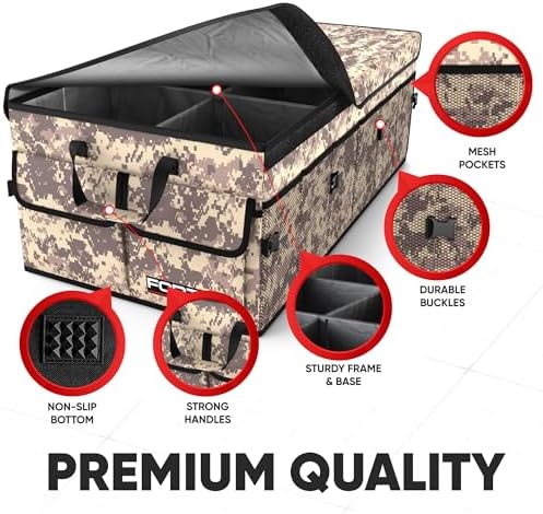 FORTEM Trunk Organizer - Foldable Car Organizer & Storage for SUVs & Trucks