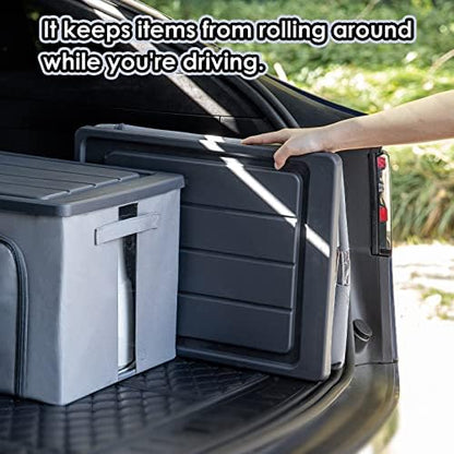 Trunk Organizer for Camping Gear, 68L Foldable Fabric Car Container with a Lid, 20 Gallon Storage Box for Picnic, Camp, SUV, Jeep, Gray
