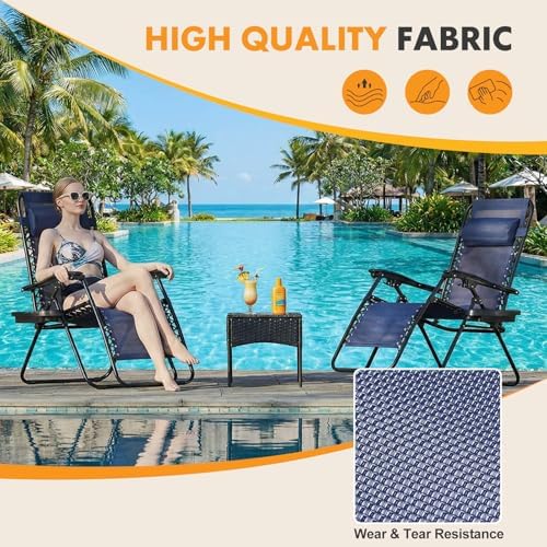 NEWBULIG Zero Gravity Chairs Set of 2, Folding Lounge Recliner Chair