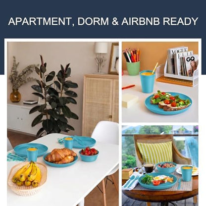 28 Piece Dinnerware Set for 4, Unbreakable Plates and Bowls Sets