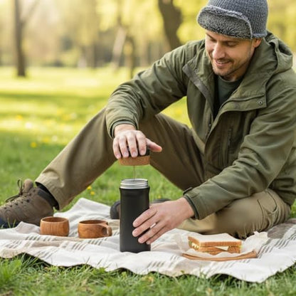 Portable French Press Coffee Maker Travel French Coffee Maker Stainless Steel Coffee Mug 12 oz Double Mesh Filter Great for Camping and Traveling