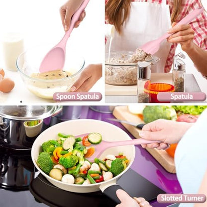 P&P CHEF Pink Kitchen Utensils, Silicone Cooking Utensil Set of 7