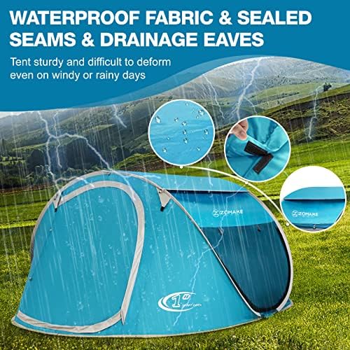 Easy Pop Up Tent 2-4 Person Waterproof - Pop-Up Camping Tents Automatic Tent Throw Pop Up Instant Flip Pop Tent for Camping,by ZOAMKE