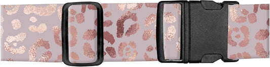 Luggage Straps for Suitcases, Adjustable Travel Belt, Durable Wide Luggage Strap, Cute Suitcase Strap Identifiers with Buckle, Bag Straps for Luggage, Glitter Pink Leopard