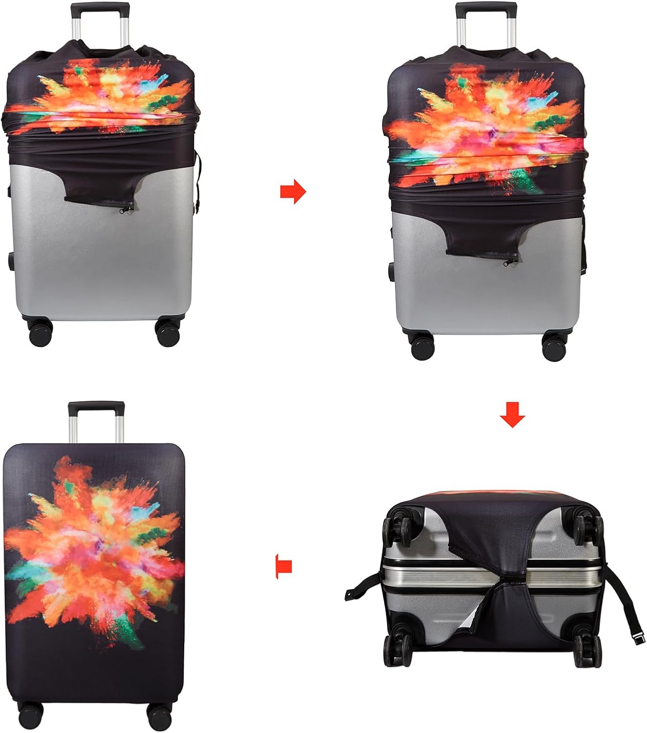 WUJIAONIAO Travel Luggage Cover Baggage Suitcase Cover Protector Skins 18-32 Inch (Graffiti, L (for 25-28 inch luggage))