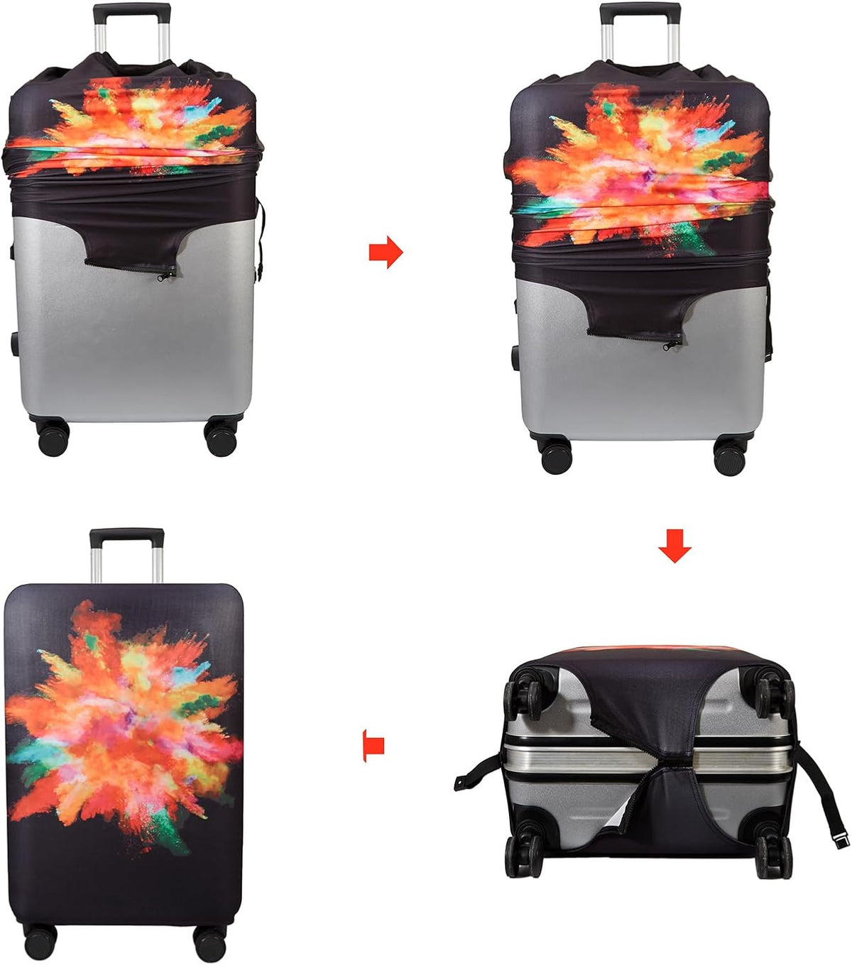 WUJIAONIAO Travel Luggage Cover Baggage Suitcase Cover Protector Skins 18-32 Inch (Graffiti, S (for 18-20 inch luggage))