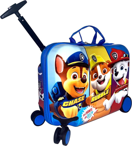 Fast Forward Ride-On 18" Suitcase For Kids/Tow-Along Toddler Carry-On Luggage With Wheels (Paw Patrol)
