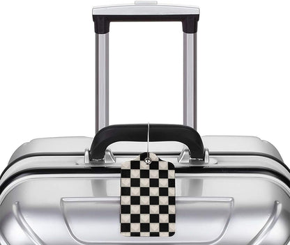 Set of 2 Luggage Tag for Suitcases Tie dye PU Leather Luggage Tag with Full Back Privacy Name ID Card Fun Laggage Tags