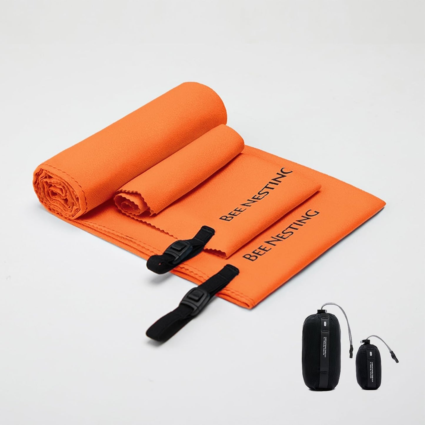 Ultralight Quick Dry Towels in XLarge & Small Sizes with Compact Packable Pocket Microfiber Towel for Backpacking Travel Beach Hiking Swimming Sports & Yoga (Orange 2 Set)