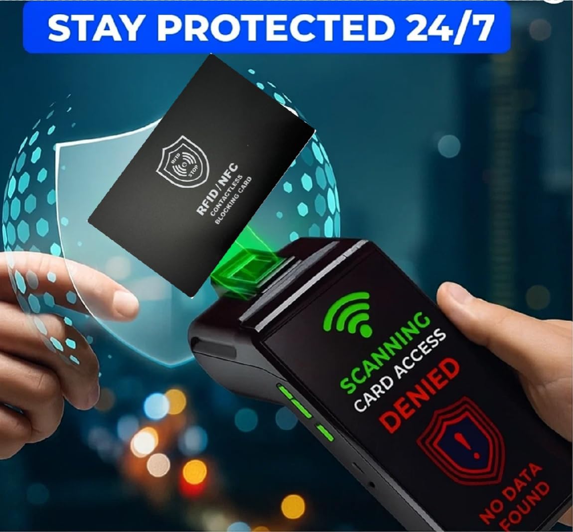 Technixx RFID Blocking Card, 3 Pack, Contactless NFC Jamming Credit & Debit Card ID, Protection for your wallet and passport, One Card Protects Entire Wallet