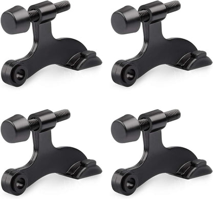 HOMOTEK 4 Pack Hinge Pin Black Door Stopper,Adjustable Deluxe Heavy Duty Door Stopper 2-1/2"x1-3/4”,with Black Rubber Bumper Tips