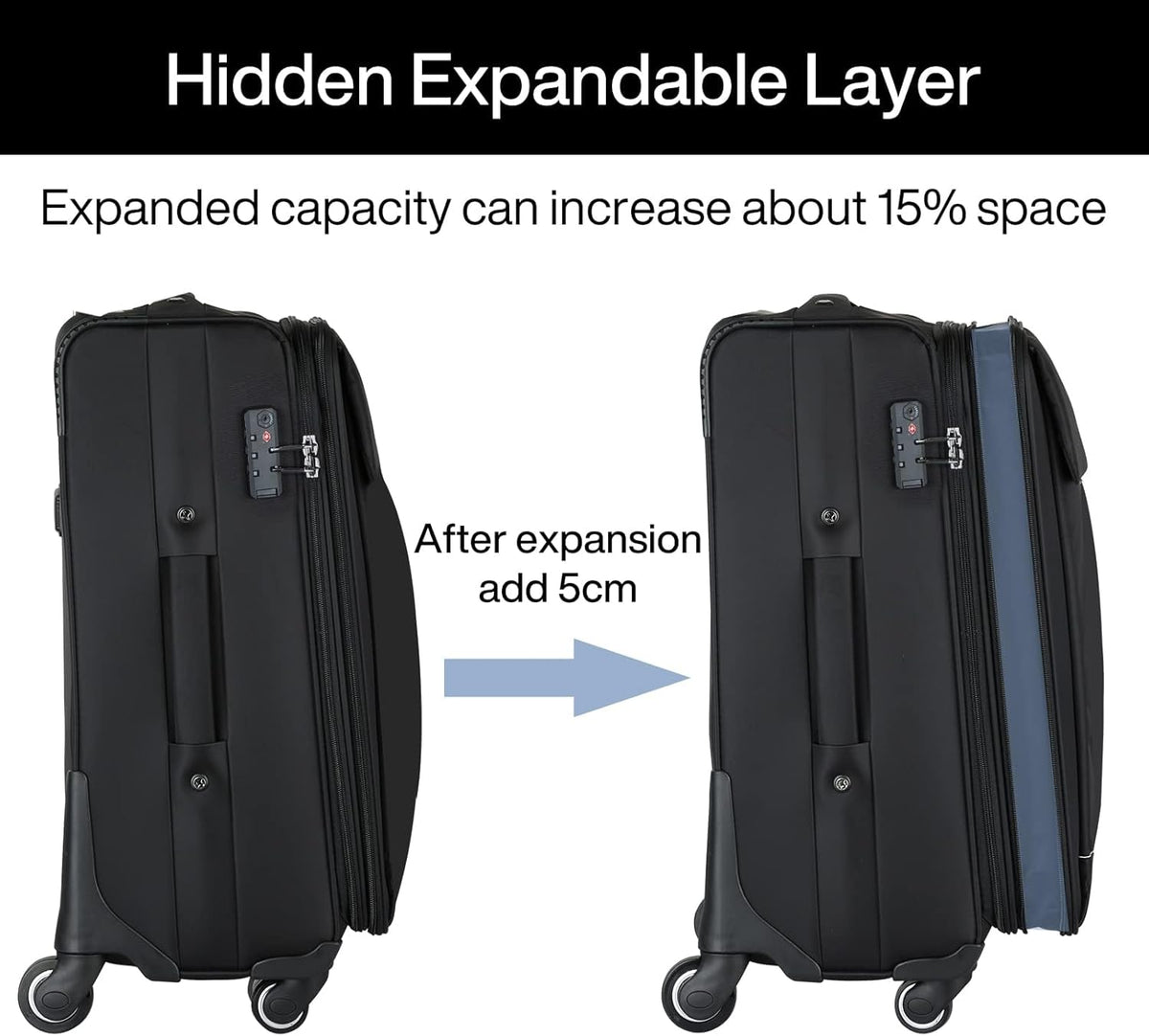 Hanke 20/24/28 Inch 3 Piece Luggage Set with Spinner Wheels Expandable Luggage Large Suitcases with Wheels Softside Checked Luggage Rolling Suitcase with Lock Lightweight Travel Luggage.(Purple)