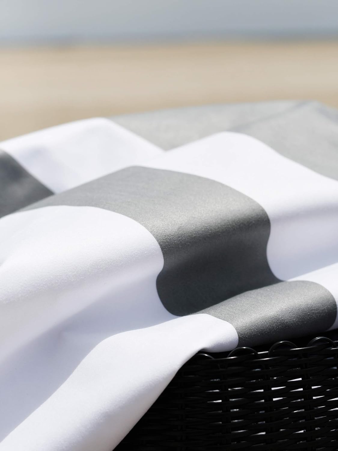 Gray Microfiber Beach Towel by Laguna Beach Textile Co - Sand Free, Light Weight Striped Pool Towel - Perfect for Yoga, Gym, Beach, Pool - Extra Large, 35" x 75" - Quarry Gray