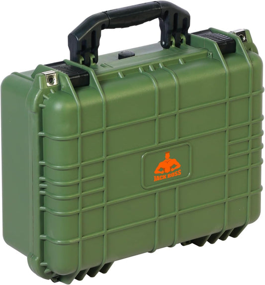 16x 12.8x 6.8 Inch Hard Case, Portable Weather Waterproof Protective Camera Case with Customizable Foam, Fit Use of Drones, Camera, Equipments, Green