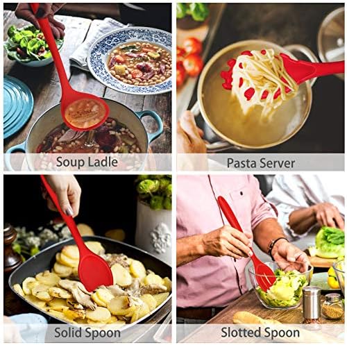 P&P CHEF Red Kitchen Utensils, Silicone Cooking Utensil Set of 7