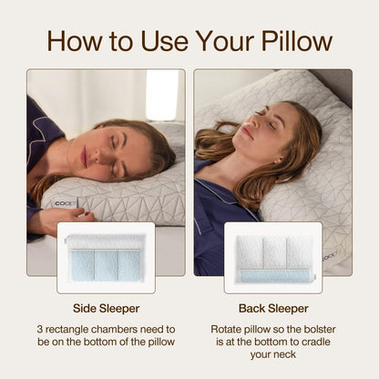 Coop Home Goods Adjustable Orthopedic Pillow Queen, Ergonomic Cervical Neck Support, Memory Foam Pillows for Side & Back Sleepers, Breathable, Washable Cover, GREENGUARD & CertiPUR-US Certified