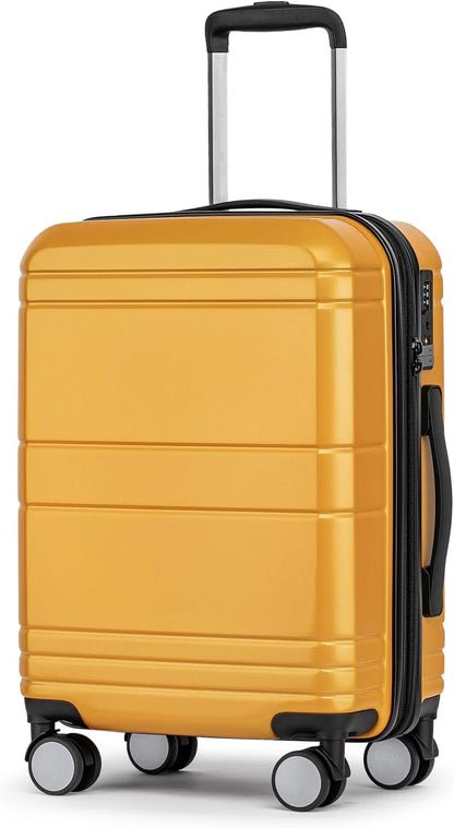 KYME Carry On Luggage 22x14x9 Airline Approved with TSA Lock Hard Shell Carry On Suitcase Lightweight Suitcases with Wheels Small Luggage for Men Women,Carry-On 20 Inch,Yellow