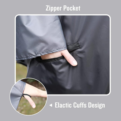 SaphiRose Rain Poncho Jacket Coat Hooded for Adults with Pockets