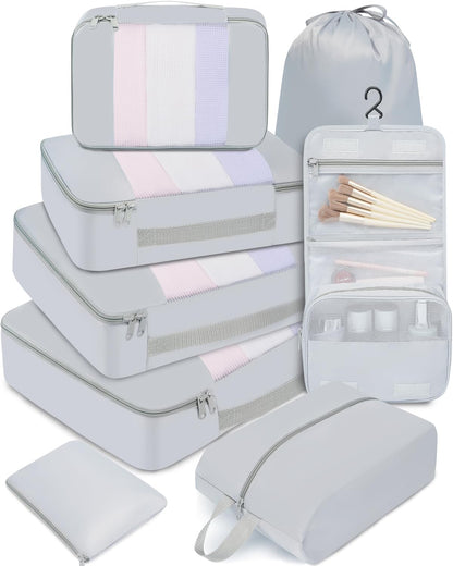 BAGAIL 6 Set/8 Set/10 Set Packing Cubes Various Sizes Packing Organizer for Travel Accessories Luggage Carry On Suitcase