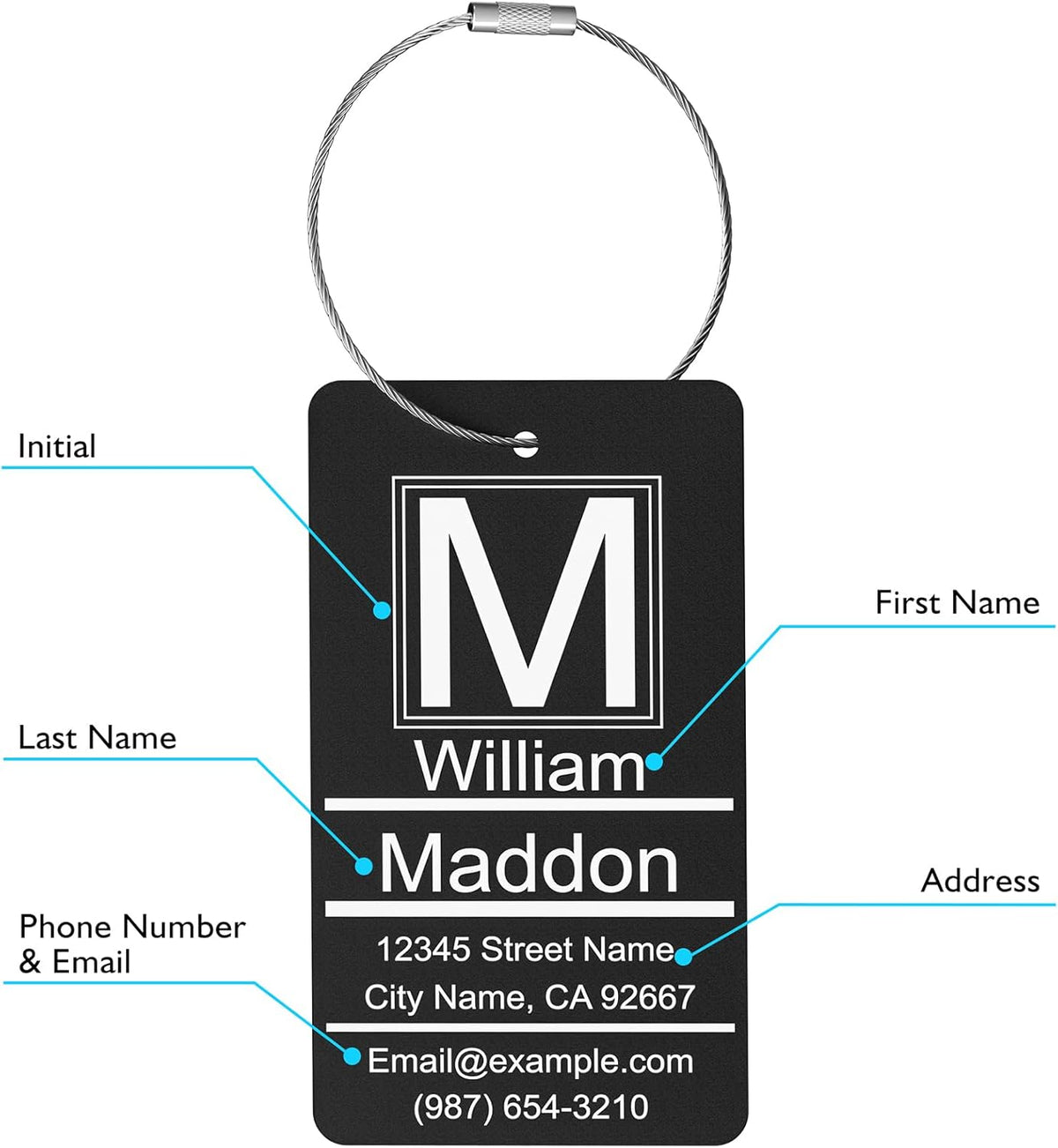 Luggage Tag for Suitcase - Personalized Engraved Metal Tag for Cruise Travel - Custom Name Tags Suitable for Bags and Backpacks (Gold)