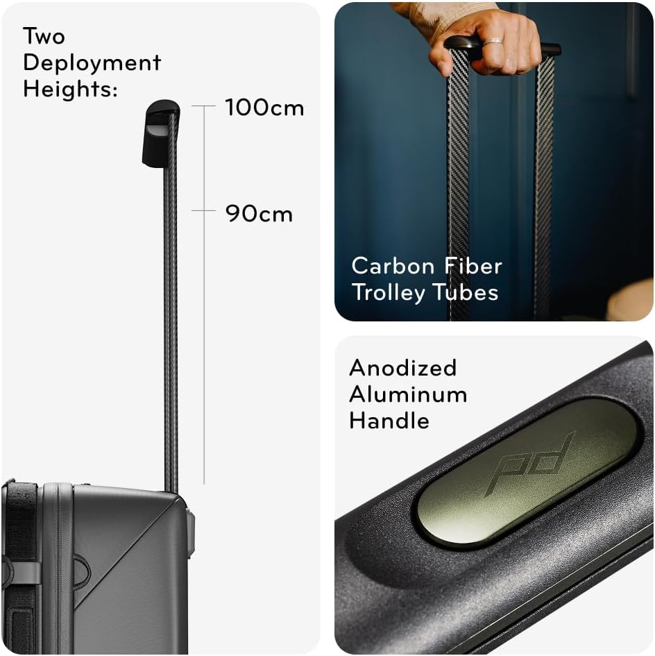Peak Design Roller Pro Carry-On, Eclipse, Expandable Small Suitcase with Wheels, Carbon Fiber Handle, Drawbridge Opening, Hybrid Soft/Hard Shell, Custom Hardware, Fits XL Camera Cube or Packing Cubes
