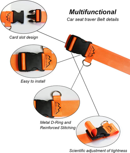 Car Seat Travel Belt to Suitcase,Car Seat Travel Strap to Convert Kid Car Seat and Carry-on Luggage into an Airport Car Seat Stroller,Safe Travel Solution for Transport