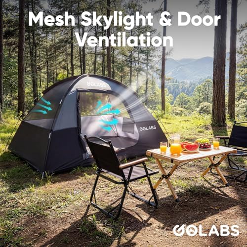 Golabs CT1 2 Person Camping Tent, Easy Set Up in 3 Min, Mesh Top & Door