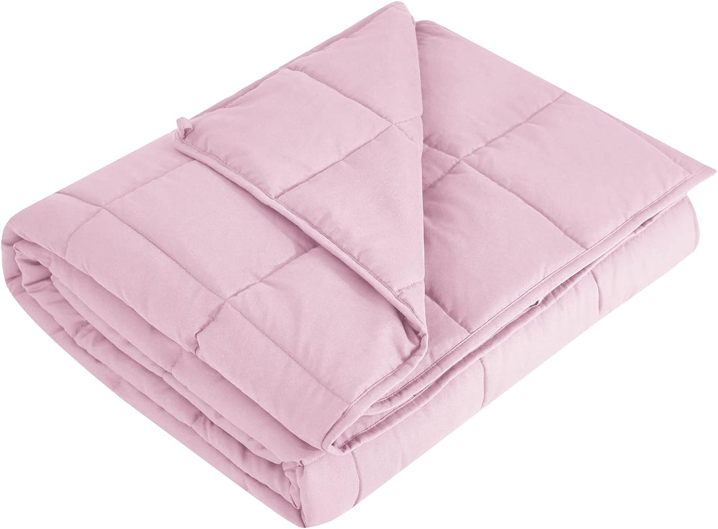 L'AGRATY Weighted Blanket - 60"x80" 15lbs Cooling Breathable Heavy Blanket Microfiber Material with Glass Beads for Adult All-Season Summer Fall Winter Soft Thick Comfort