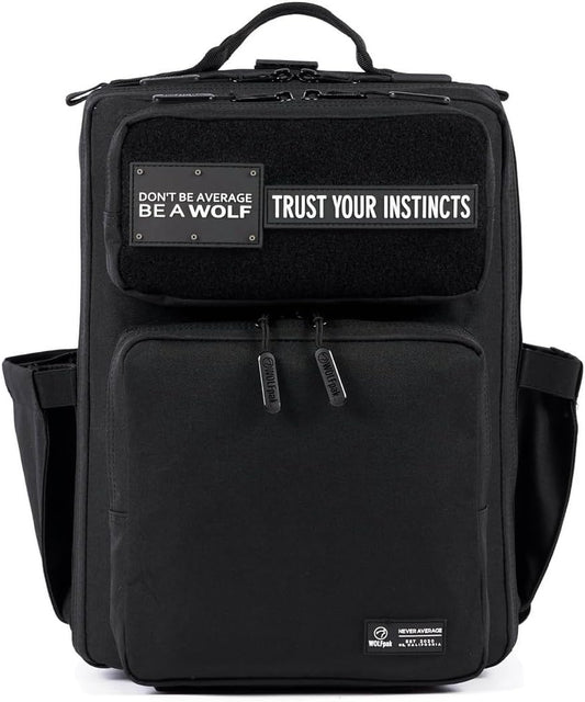 WOLFpak 15L Backpack - Alpha Black - Slim Everyday Carry Backpack for Men & Women, Water-Resistant Minimalist Daypack for Laptop & Travel