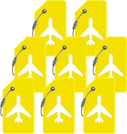 8pack Luggage Tags for Suitcases with Name ID Card， Quickly Spot Luggage Identifier Tags, Flexible Silicone Name Tags for Backpacks, Suitcases, Travel Bags, Baggage, Cruise (Yellow)