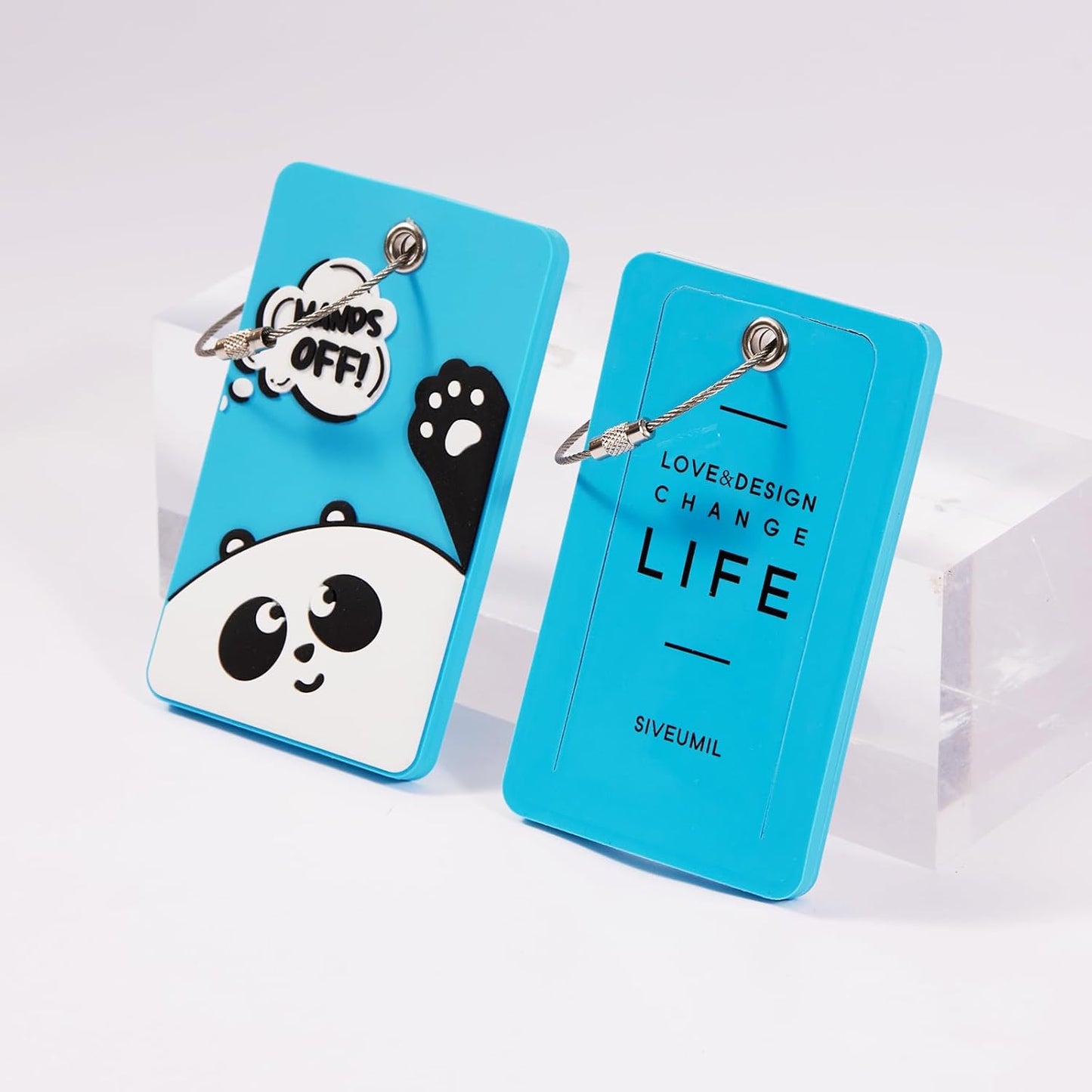 2PCS 2303 Bright Silicone Luggage tag (Blue)