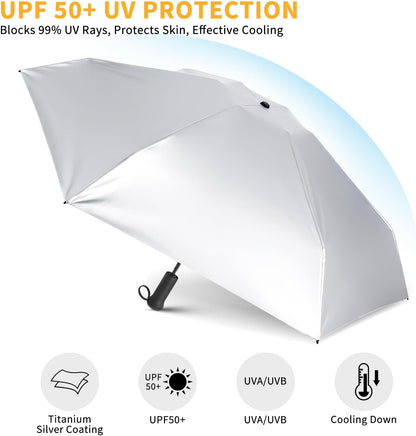 Mini Travel Umbrella - UPF 50+ Sun Protection Compact Manual Open Small Sun Umbrella