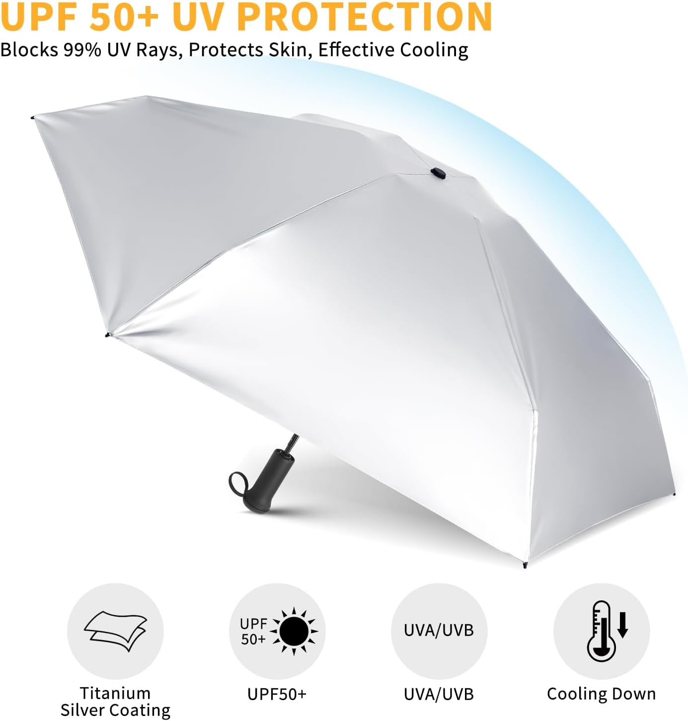 Mini Travel Umbrella - UPF 50+ Sun Protection Compact Manual Open Small Sun Umbrella
