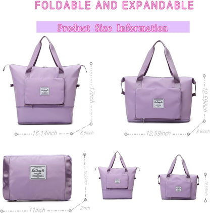 Large Capacity Foldable Travel Bag, Expandable lightweight Carry on Bag, Dry with Wet Separation Spor Duffel Bags