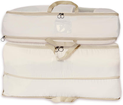 2-pack XXL Comforter Storage Bag - Space Saving Compression Bag for Pillows, Blankets, Bedding -Collapsible Extra Large Mesh Packing Cube - Queen King (2-pack Large Size 28x20x11")