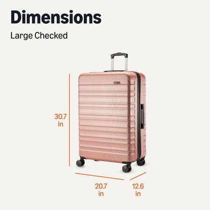 Amazon Basics 30" Hardside Large Checked Luggage, Hardshell Suitcase With Wheels, Expandable For Up to 15% More Space, With Scratch-Resistant Surface, Four Multi-directional Wheels, Rose Gold
