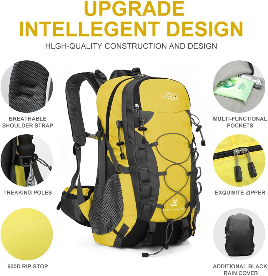 INOXTO lightweight Hiking Backpack 35L/40L Hiking Daypack with Waterproof Rain Cover for Travel Camping Outdoor Men and Women
