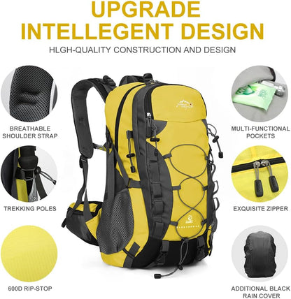 INOXTO lightweight Hiking Backpack 35L/40L Hiking Daypack with Waterproof Rain Cover for Travel Camping Outdoor Men and Women