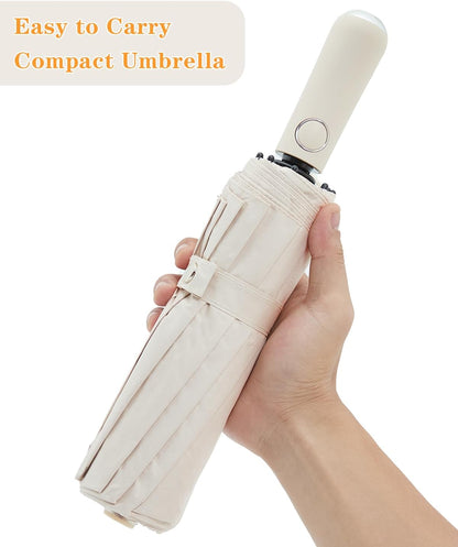 Large Double-Ribs Umbrella Automatic Folding Umbrella for Women Men, Travel, UPF 50+ UV Protection